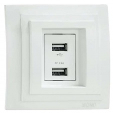 Розетка 2-а USB-зарядка Mono Electric Larissa 16A 250V белый 103-191905-178