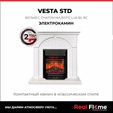 Электрокамин RealFlame Vesta WT-F511 с очагом Majestic Lux BL c пультом ДУ